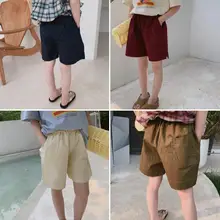 Новинка,, для мальчиков и девочек летние хлопчатобумажные шорты модные детские шорты От 1 до 7 лет HU318