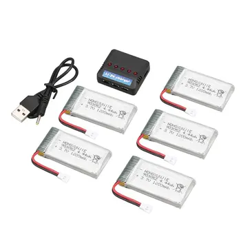 

3.7V 1200mah for Syma X5HC X5SW Battery Spare Parts 3.7 V 1200 mAh Li-Battery For X5HC X5SW with 4in1 Balance Charger 5pcs/set