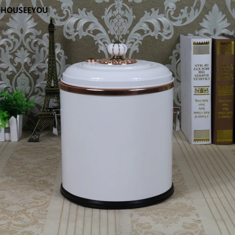 creative upscale tea buck european style stainless steel waste bin living room cover tea trubbish bin home decoration trash can - Decorative Trash Cans creative upscale tea buck european style stainless steel waste bin living room cover tea trubbish bin home decoration trash can - Decorative Trash Cans
