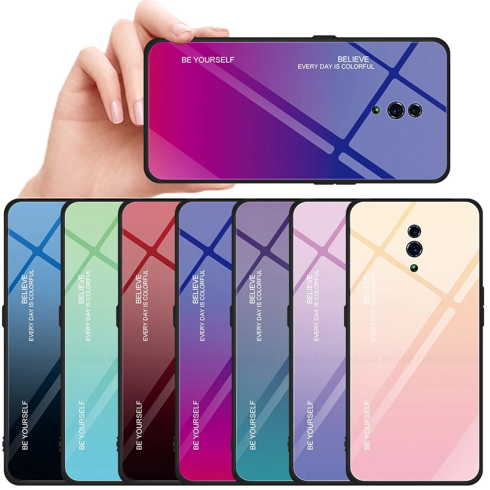 For Oppo Reno R19 R15X R17 Pro Find X F11 K1 Glass Case Gradient Tempered Hard 10X Zoom | Мобильные телефоны и аксессуары