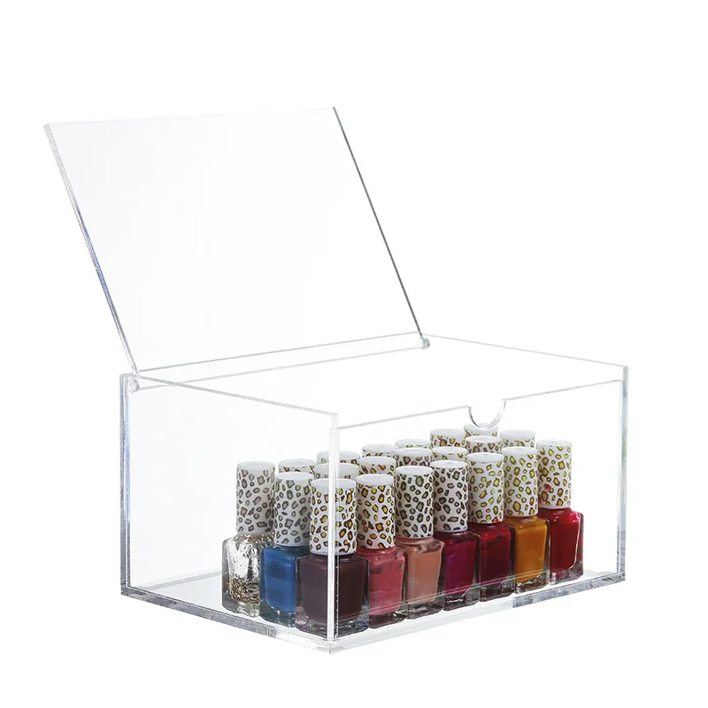 

Acrylic Transparent Flip Desktop Cosmetics Storage Box Jewelry Makeup Dust-proof Nail Polish Finishing Box Can Be Superimposed