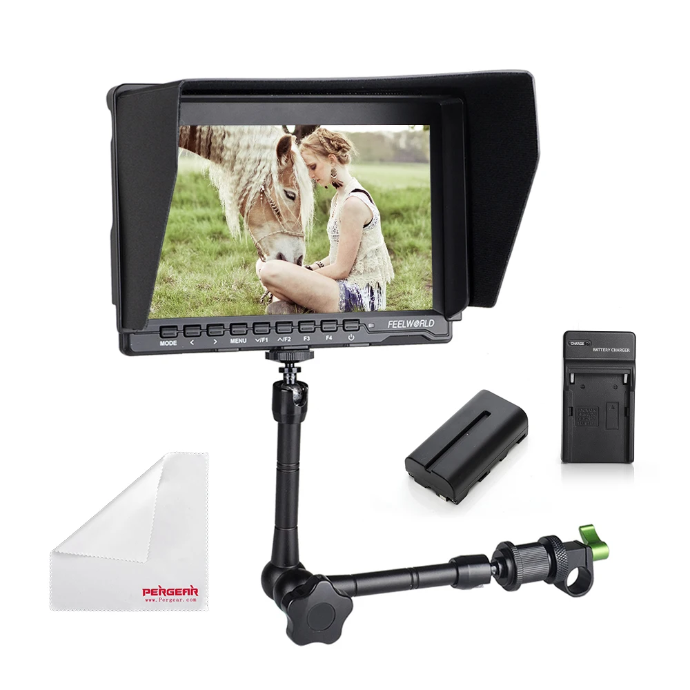 

Feelworld FW759 7" DSLR HDMI HD IPS 1280x800 Field Monitor Contrast 800:1 HDMI Input + Magic Arm+ Battery Kit +15mm Rod Clamp