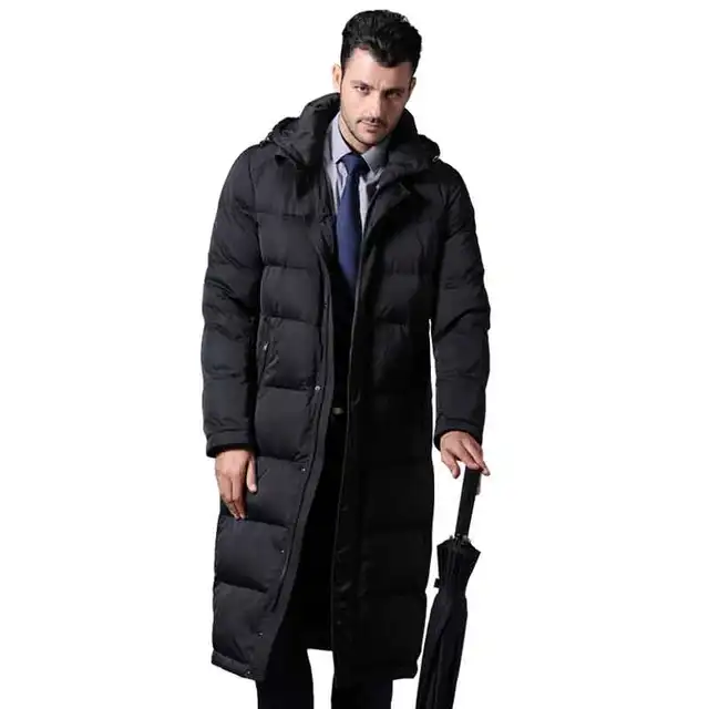 2017new long down jacket men's business suits black down coat thick ...