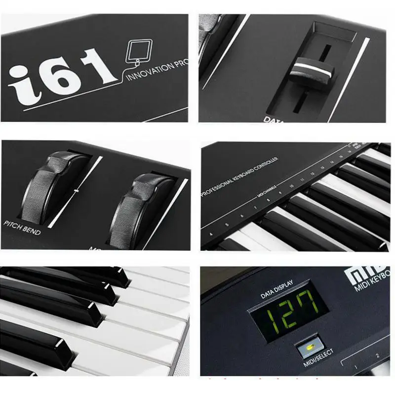 midiplus i61 61Key MIDI Keyboard Controller Studio Recording Equipment