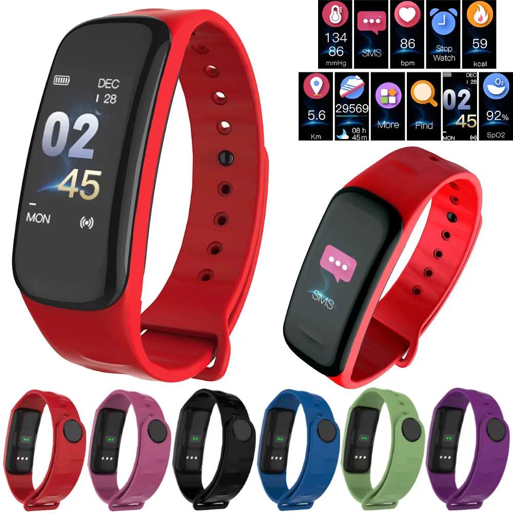

C1 Smart Band VS C1 Plus Smart Bracelet Fitness Tracker Waterproof Heart Rate Monitor Blood Pressure Smart Wristband