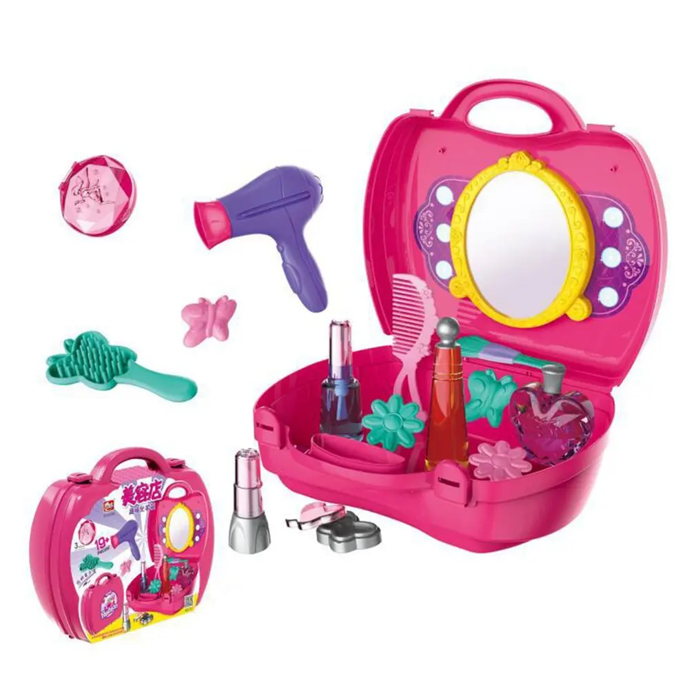 

Miniature Children Pretend Toys Make up kit Set Hairdressing Make Up Kids Girls Beauty Suitcase Cosmetic Toys Educational Toys