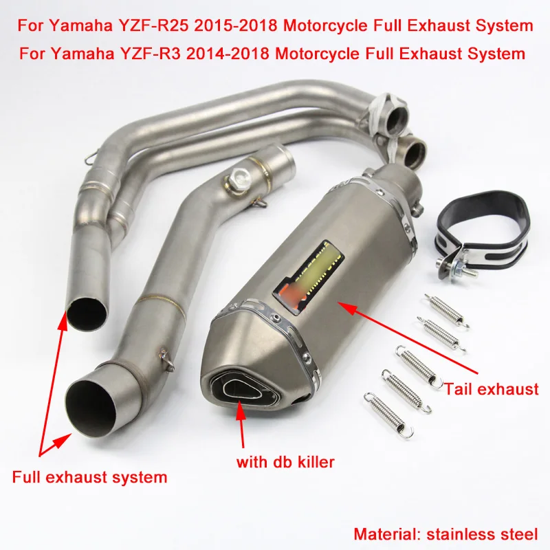 

Silp on for Yamaha YZF-R3 2014-2018 Motorcycle Full Exhaust System With Tail Exhaust Muffler Pipe For Yamaha YZF-R25 2015-2018