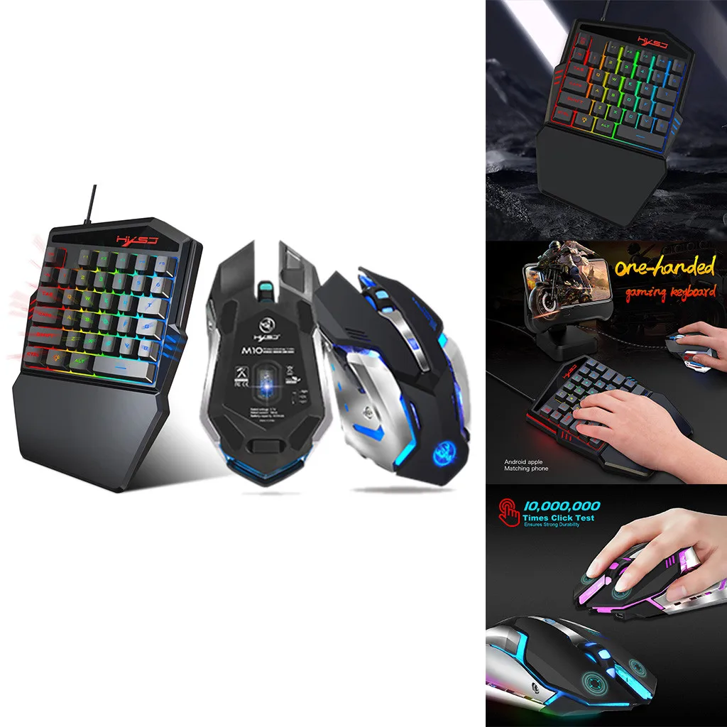 

Y22 Ergonomic Multicolor Backlight One-Handed Game Wired Keyboard+Wireless Mouse gaming mouse and keyboard combination set