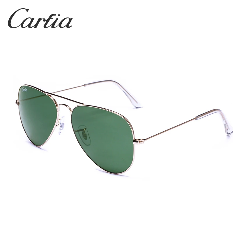 

Carfia Retro Classical Aviator Sunglasses Women Men Pilot Green Sun glasses Vintage Eyeglasses Alloy Gold Frame 100% UV400 3025