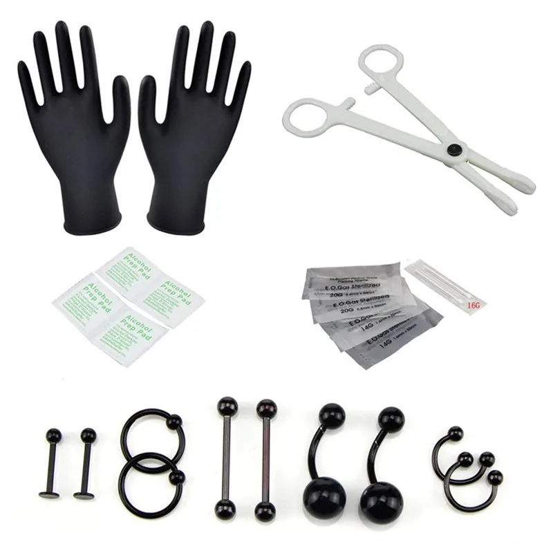 19PCS/1Set Body Piercing Tools Professional Piercing Tool Kit Sterile