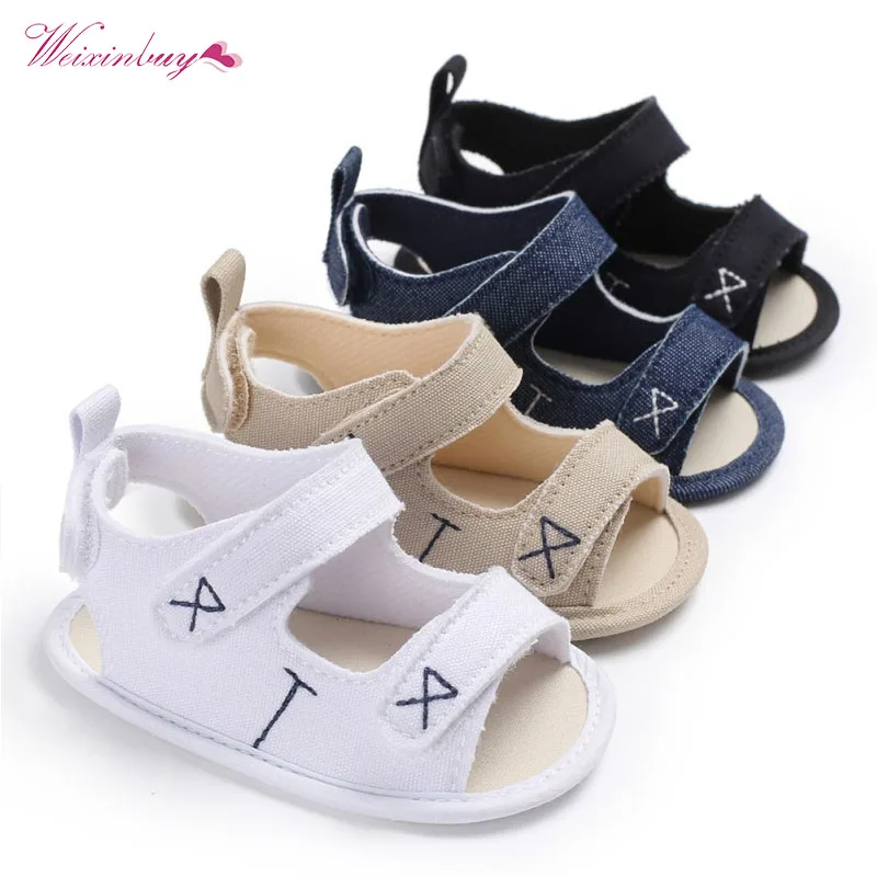 

Summer Newborn Infant Toddler Baby Boys Shoes Soft Sole First Walker Canvas Crib Footwear Solid Handsome Prewalkers