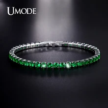 UMODE модные теннисные браслеты с зеленым цирконием и цепочкой для женщин небесно-Королевский синий прозрачный CZ кристалл Очаровательные подарочные украшения AUB0097B