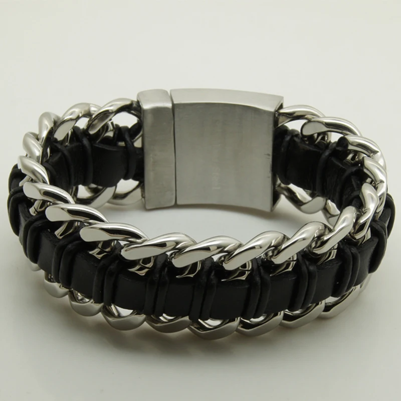 

3cm 9'' heavy & width men/boy cool motorcycle 316L stainless steel bracelet
