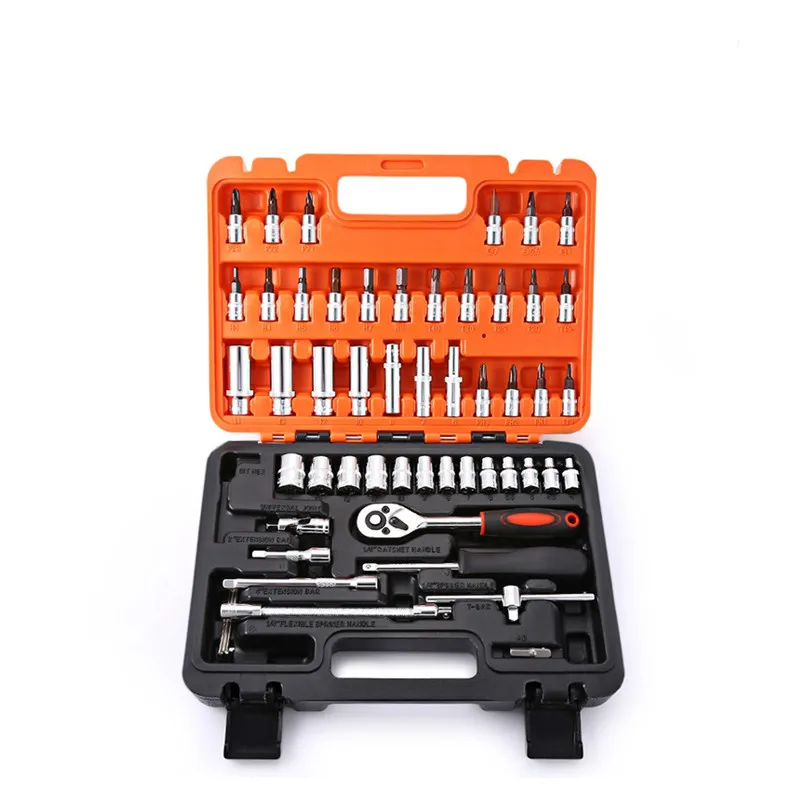 

53pcs Automobile Motorcycle Car Repair Tool Box Precision Ratchet Wrench Set Sleeve Universal Joint Hardware Tool Kit For Car