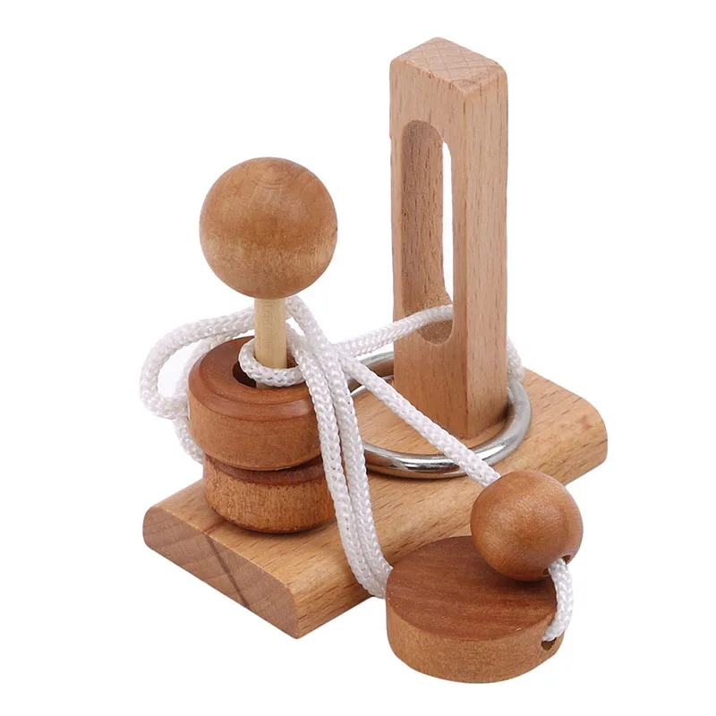 

Children Intellectual Development Lock Wooden 3D Puzzle Toys Rope Puzzle Games Popular Toy Rope Unlock Untie