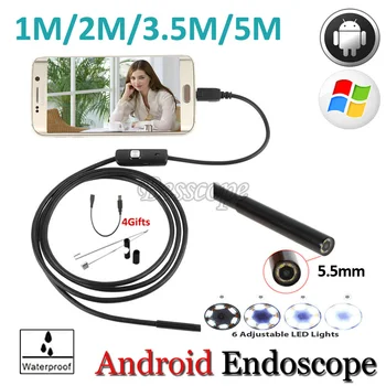 High Quality 5.5mm Len 5M Android OTG USB Endoscope Camera Flexible Snake USB Pipe Inspection Android Phone USB Borescope Camera