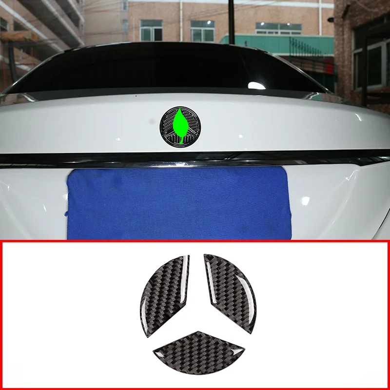 Наклейки с логотипом задней двери из настоящего углеродного волокна для Mercedes Benz C