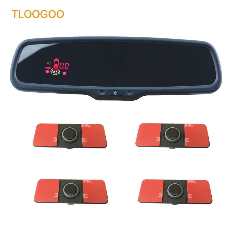 Auto dimming Mirror Car Display Parking Sensor 4 Reverse Parking