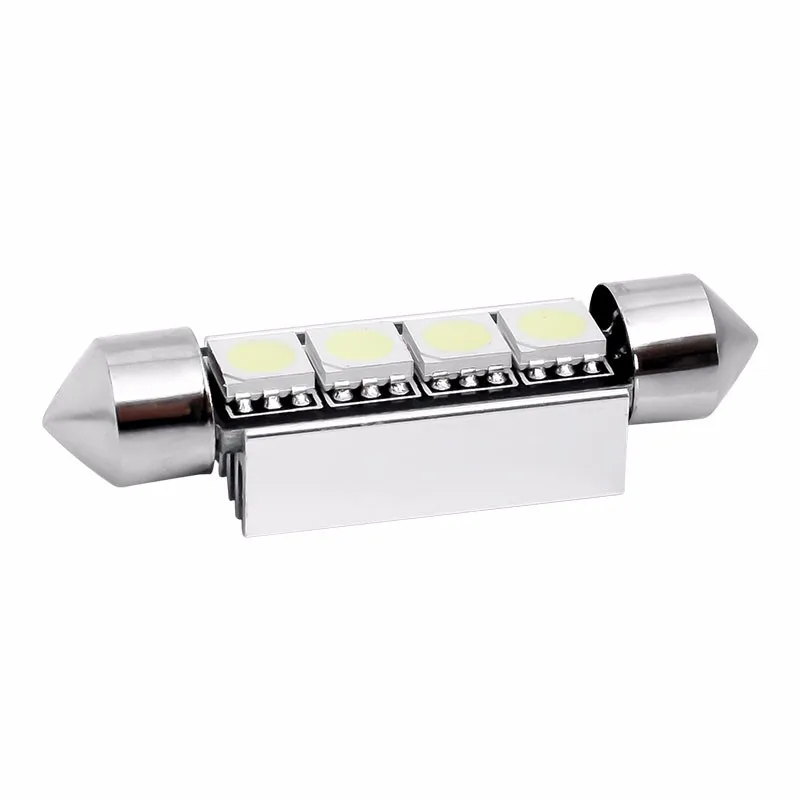 10 шт. 42 мм C5W 4 SMD 5050 светодиодный 4smd белый/синий CANBUS Error Free автомобиля номерной знак света интерьерные лампочки купол с фестонами светодиодные лампы 12V 10X