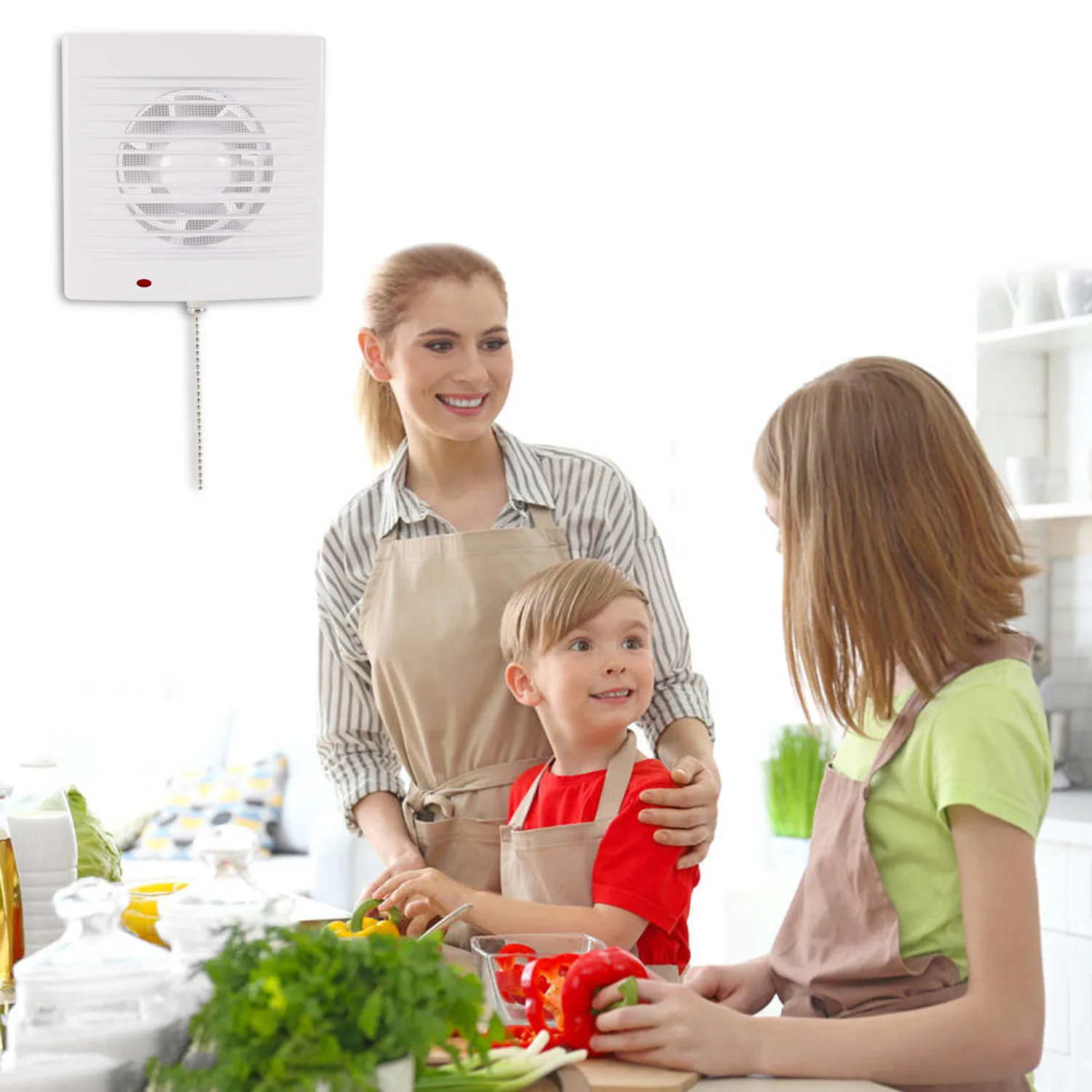 4''220V Silent Home Air Extractor Fan with Pull