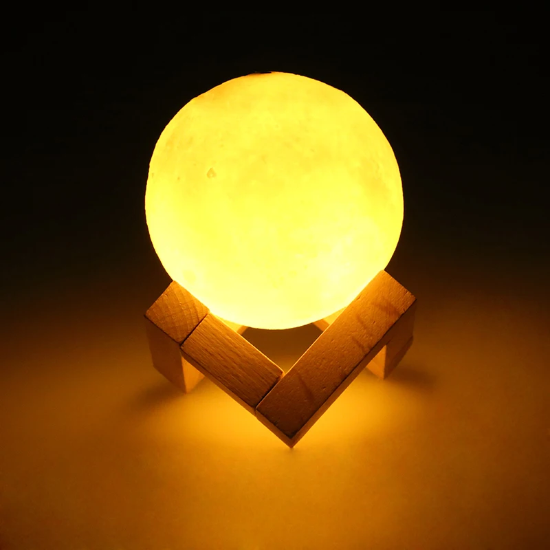 

3D Moon LED Night Light Moonlight Luna Lamp 3 Color Change Touch Switch USB Rechargeable Bedroom Bookcase Home Christmas Decor