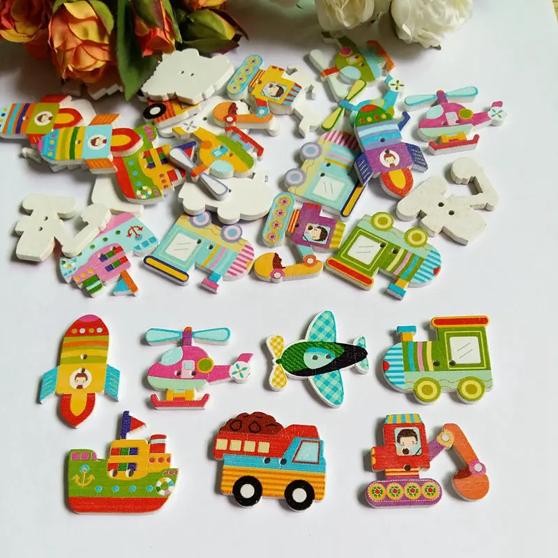 

30Pcs Sewing Accessories Buttons Flatback Scrapbooking Wood Decorative Buttons Crafts Multicolor botones para manualidades
