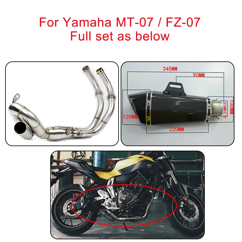 MTCLUB мотоцикл полный набор глушитель выхлопной системы для Yamaha MT 07 FZ MT07 FZ07 XSR700 2013