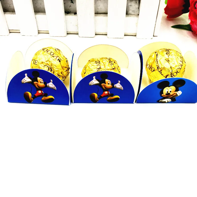 

10pcs/lot Mickey theme cupcake hold chocolate paper case Mickey theme cake wrappers chocolate box Mickey Mouse chocolate holder