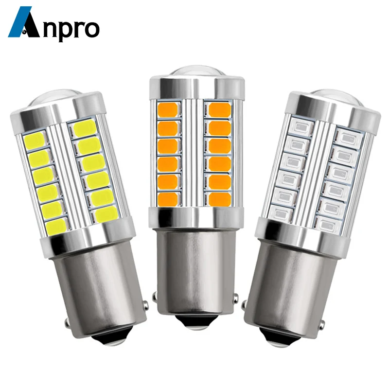 

Anpro 2pcs Car LED Tail Bulb Brake Light 1156 7506 BA15S P21W 5630 5730 12V Auto Reverse Lamp Daytime Signal Running Lights