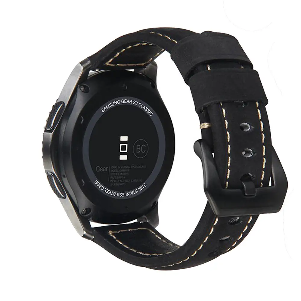Ремешок из натуральной кожи для Samsung Gear S3 S2 Galaxy 42/46 мм active браслет часов Amazfit Stratos 2 2S