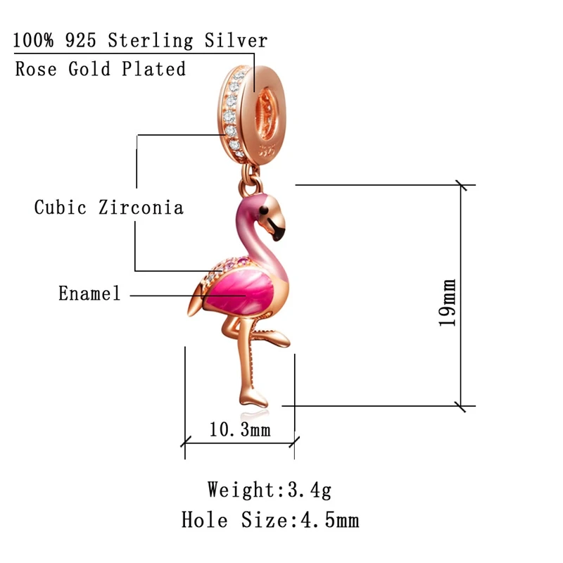 Choruslove, тропический фламинго, Висячие Подвески, подлинные 925 пробы, Серебряные бусы с птицами, подходят для оригинальных Pandora, ювелирные изделия с бриллиантами