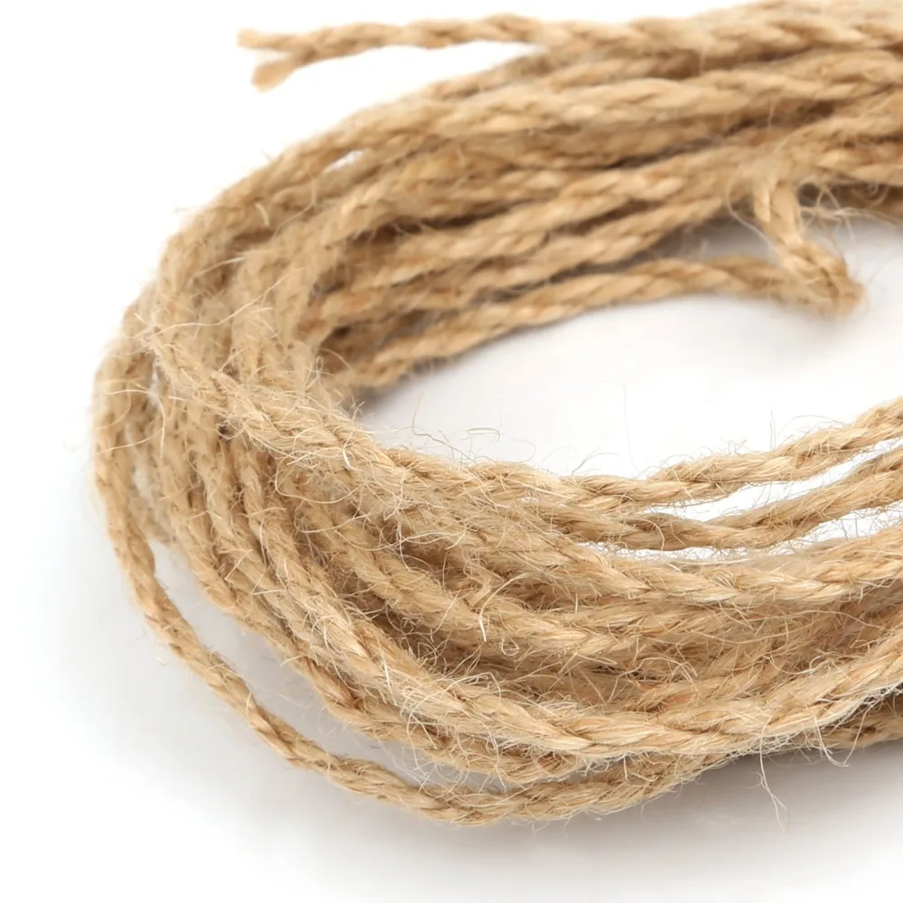 5M/lot 2/4/6mm Natural Burlap Hessian Jute Twine Cord Hemp Rope For Vintage Rustic Wedding Decoration Event Party Supplies