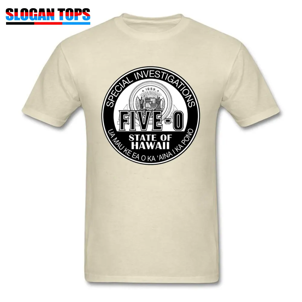 Birthday Crewneck Tshirts Summer/Fall Tops T Shirt Short Sleeve Oversized 100% Cotton Normal Tops T Shirt Print Men Hawaii Five O Special Investigator Shield 3187 beige