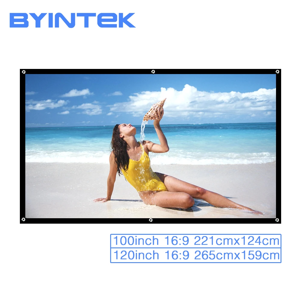 BYINTEK 100 بوصة 120 بوصة 16:9 المحمولة طوي الجبهة الخلفية المسرح المنزلي السينما في الهواء الطلق لعبة الأبيض العارض الإسقاط شاشة BYINTEK 100 بوصة 120 بوصة 16:9 المحمولة طوي الجبهة الخلفية المسرح المنزلي السينما في الهواء الطلق لعبة الأبيض العارض الإسقاط شاشة