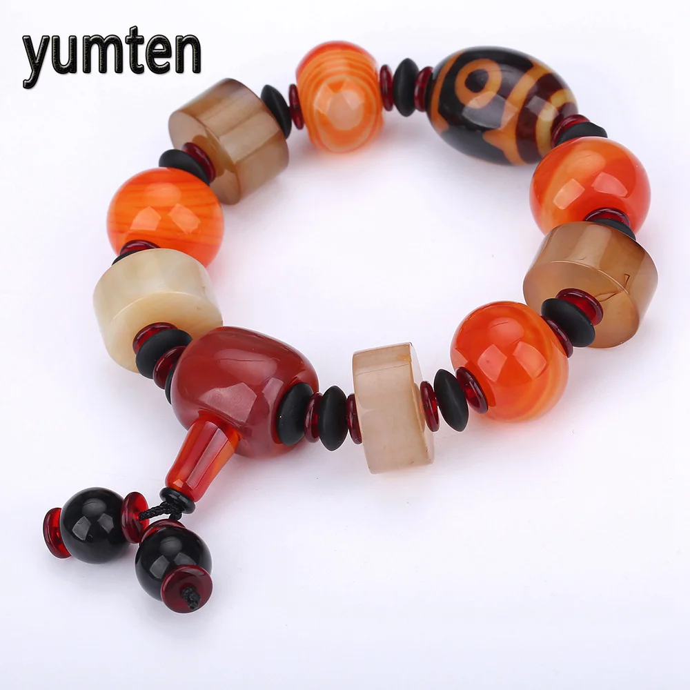 

Yumten Men's Jewelry Popular Bracelet Natural Aquatic Agate Chalcedony Fashion Dzi Beads Power Chakra Taki Soy Bvl Indian Love