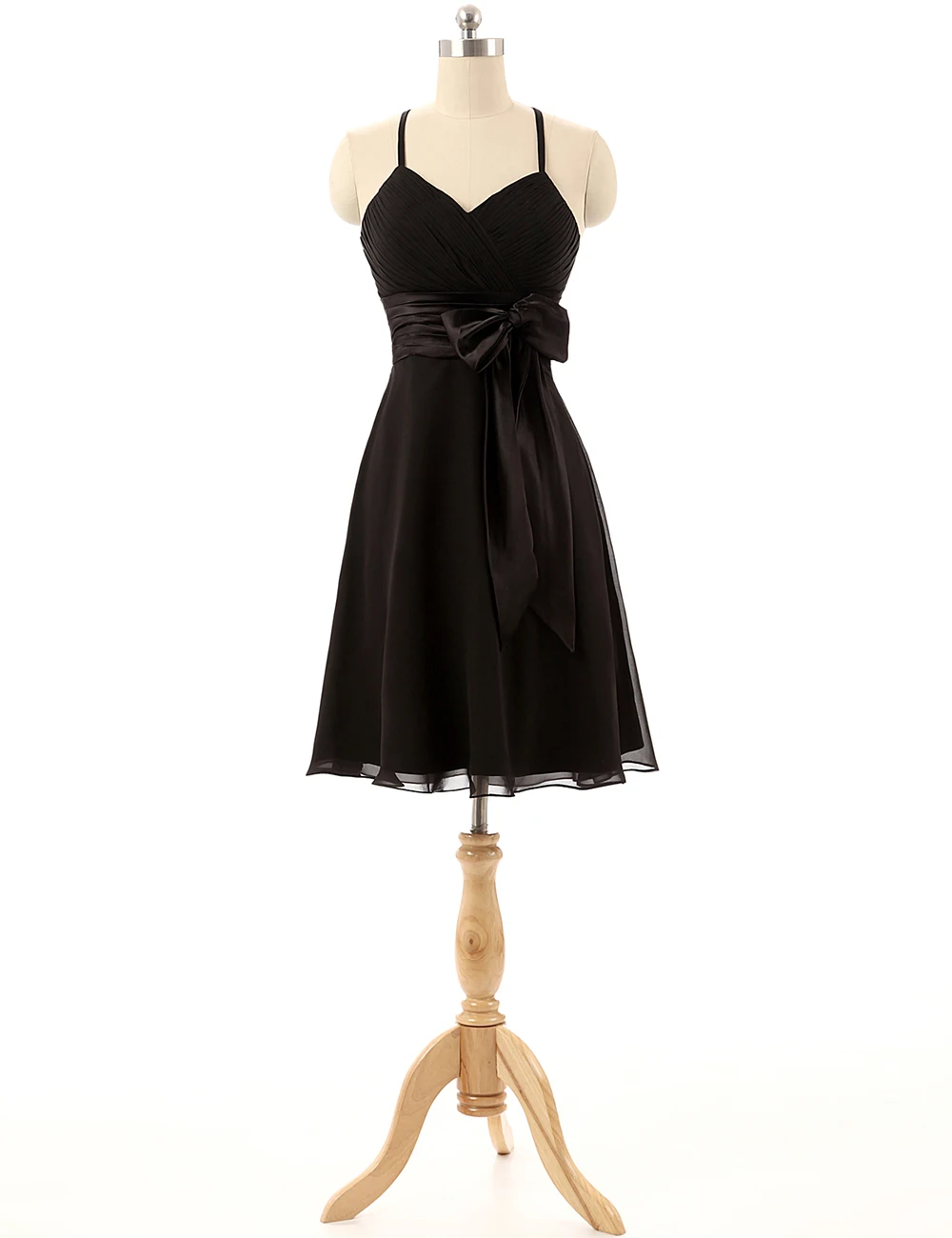 Sexy Black Cocktail Dresses with Spaghetti Straps Mini Length Chiffon