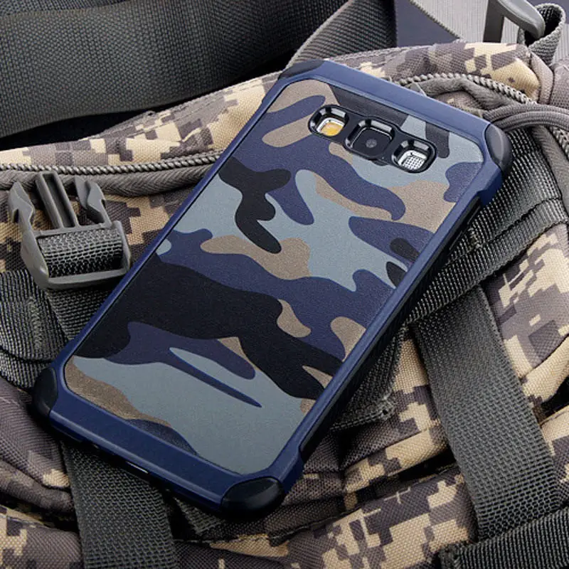 Армейский Камуфляжный узор задняя крышка ТПУ Броня противоударный чехол для samsung Galaxy A6 A7 A8 Plus A9 - Цвет: Blue
