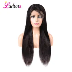 Luduna перуанский прямой парик фронта шнурка с волосами младенца для черных женщин Remy фронта шнурка человеческих волос парики предварительно