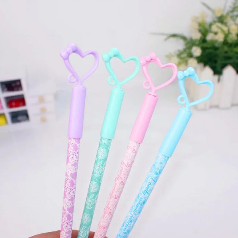 

6 Pcs/set Lovely 0.5mm Candy Color Hollow Heart Cap Ballpoint Pens Writing Ball Pens Student Stationery School Office Supply