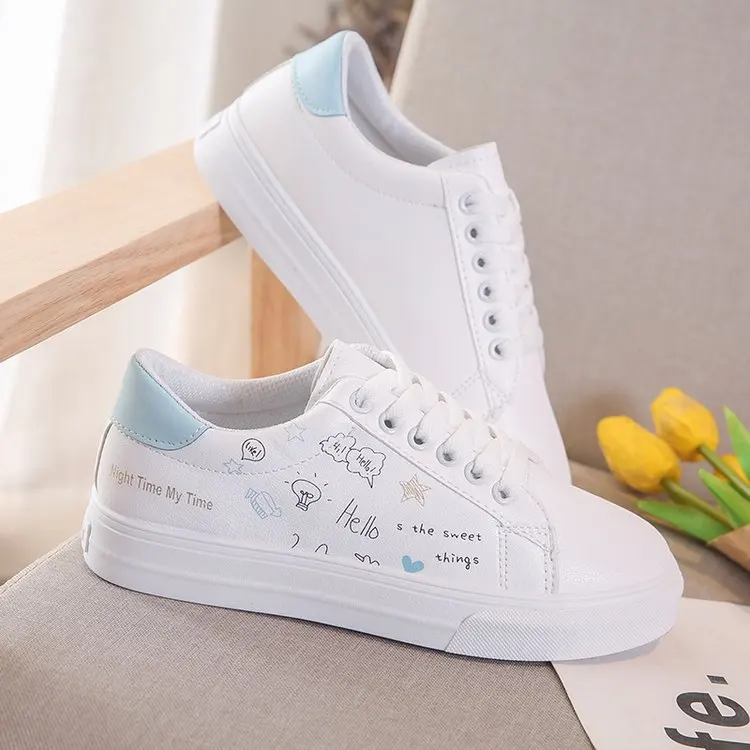 

2019 New Fashion White Shoes for Female Students Flat Shoes Platform Shoes Womens Single Shoes Ladies Shoes