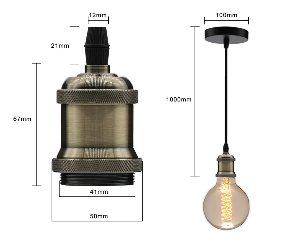 Винтажные подвесные светильники E27 патрон лампы 110V 220V винт переключения установки e27 Цоколи лампы Ретро держатель лампы edison