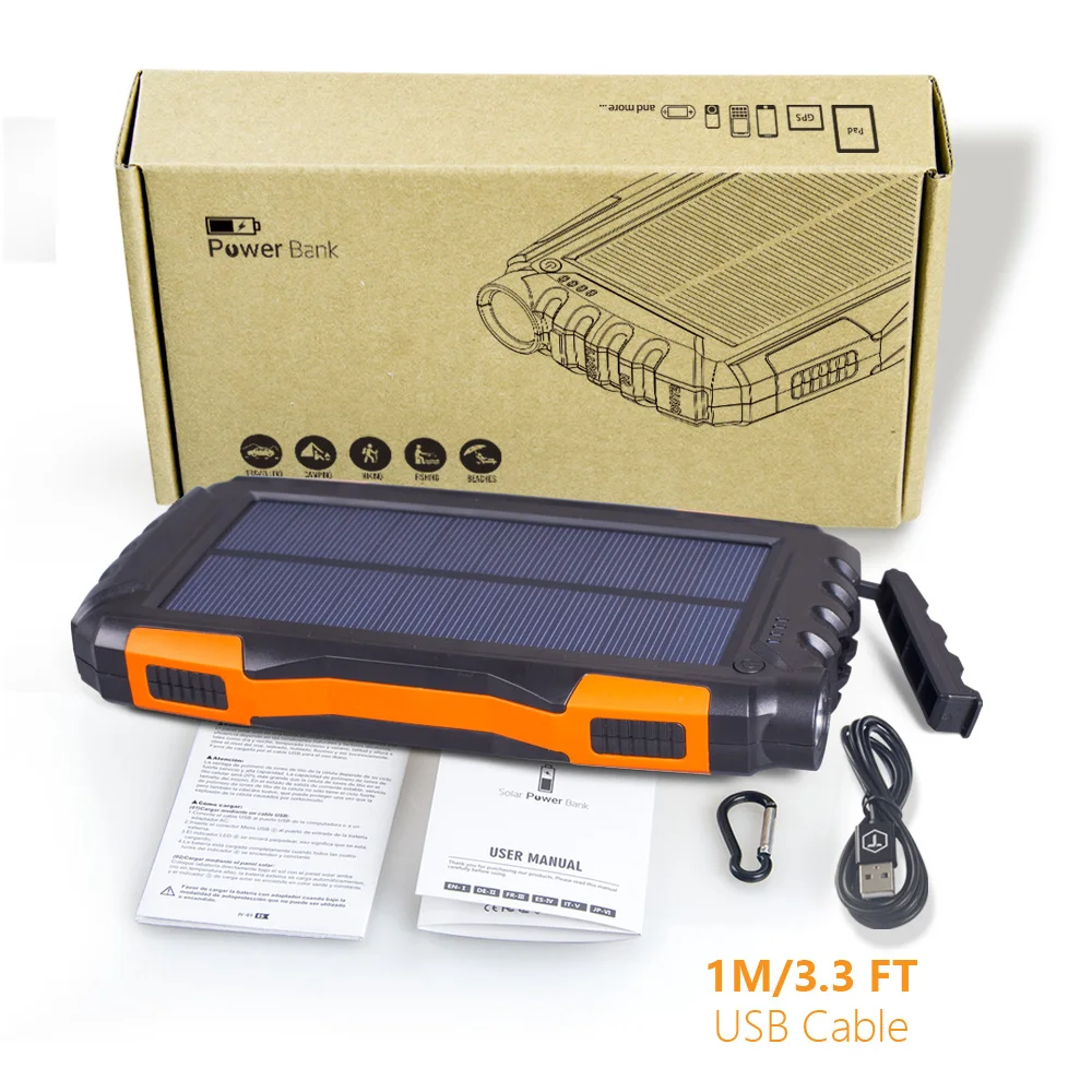 Easyacc Солнечный внешний аккумулятор 20000 мАч IP67 водонепроницаемый внешний аккумулятор портативное зарядное устройство для мобильного телефона наружный светодиодный светильник