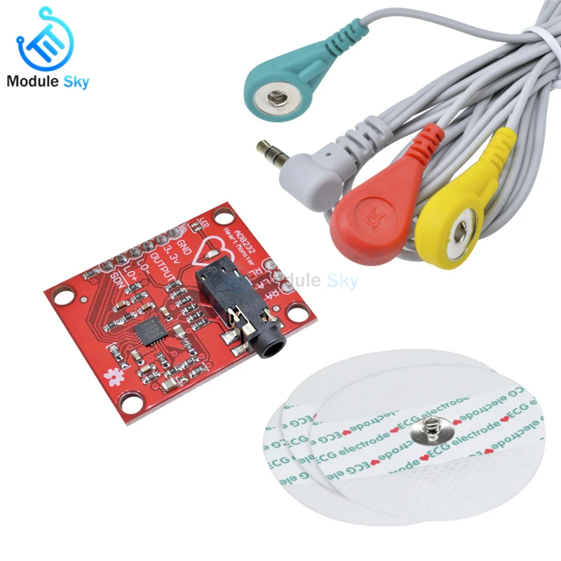 AD8232 датчик контроля сердечного ритма ЭКГ модуль с кабелями DIY kit для Arduino