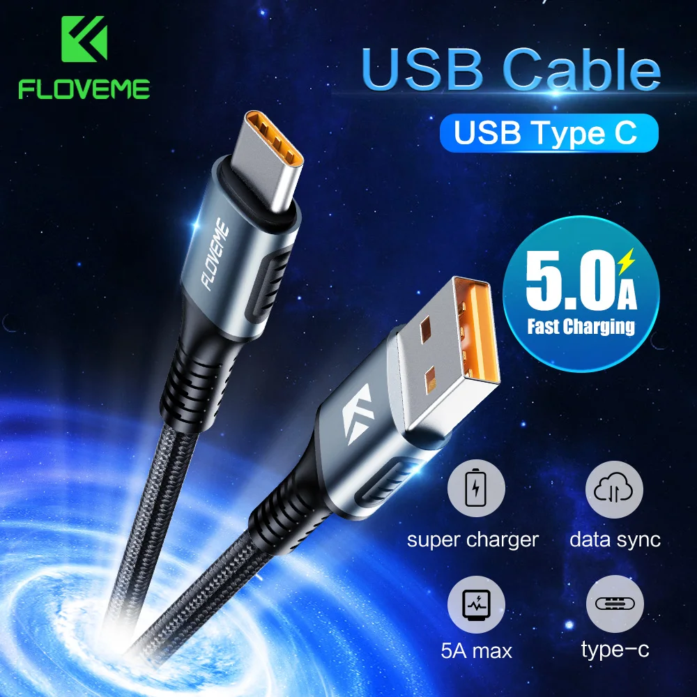 

FLOVEME 5a Usb Type C Cable Fast Charger For Huawei P30 Pro P20 Lite Quick Charging Cord Usb C For Samsung S9 S10e Redmi Note 7
