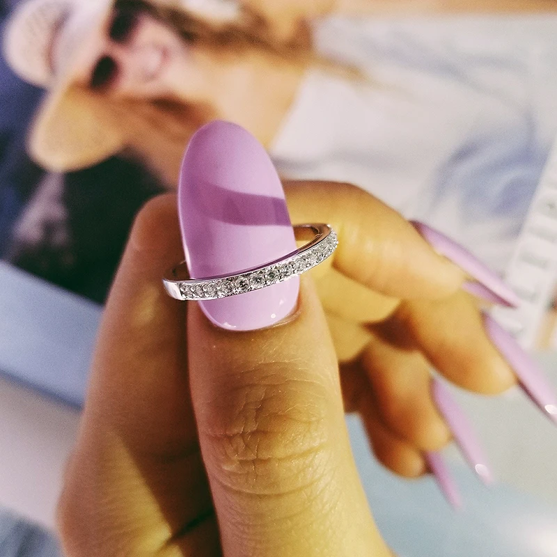 Solid Real 925 Sterling Silver Ring Engagement wedding band ring for Women eternity finger design fashion personalized LR4211AS