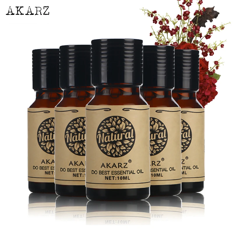 Preise AKARZ Berühmte marke Tee baum lavendel patchouli Ylang Ylang Violet ätherisches öl Aromatherapie Massage Spa Bad hautpflege 10ml * 5