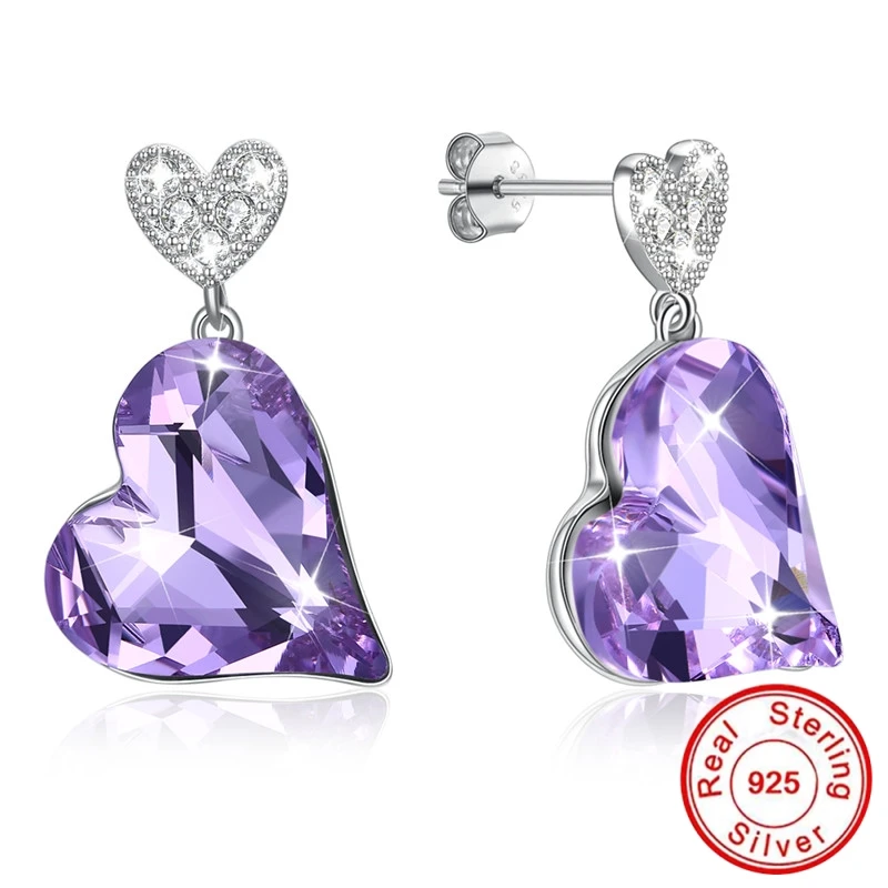 Серьги сердце признаны 100% S925 романтический подарок для любителя Обручение
