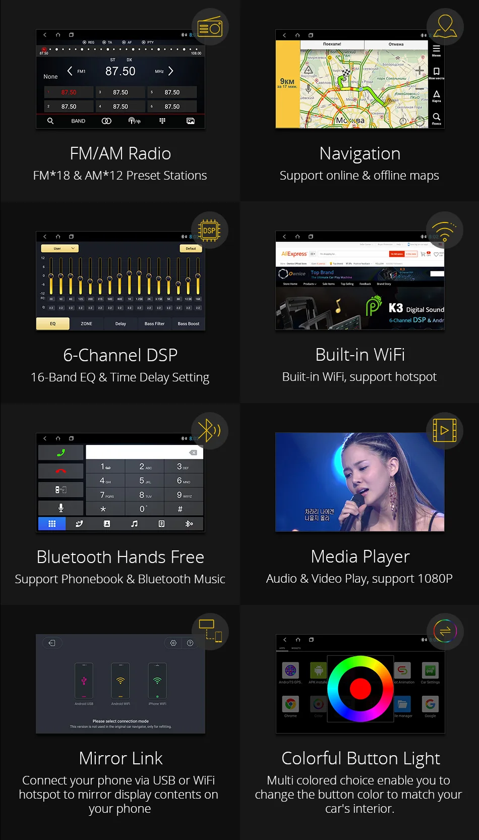 Clearance Ownice K6 Android 8.1 Octa 8 core Car Radio 2GB RAM 32GB ROM GPS Navigation DVD Support 4G LTE AHD Camera Bluetooth USB Video 16 Clearance Ownice K6 Android 8.1 Octa 8 core Car Radio 2GB RAM 32GB ROM GPS Navigation DVD Support 4G LTE AHD Camera Bluetooth USB Video 16