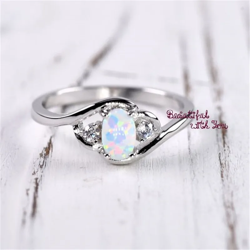 Twilight Moonstone Ring Wedding Party Ring Silver Color Jewelry Couple Love Rings for Women Accessories Anillos O5C119