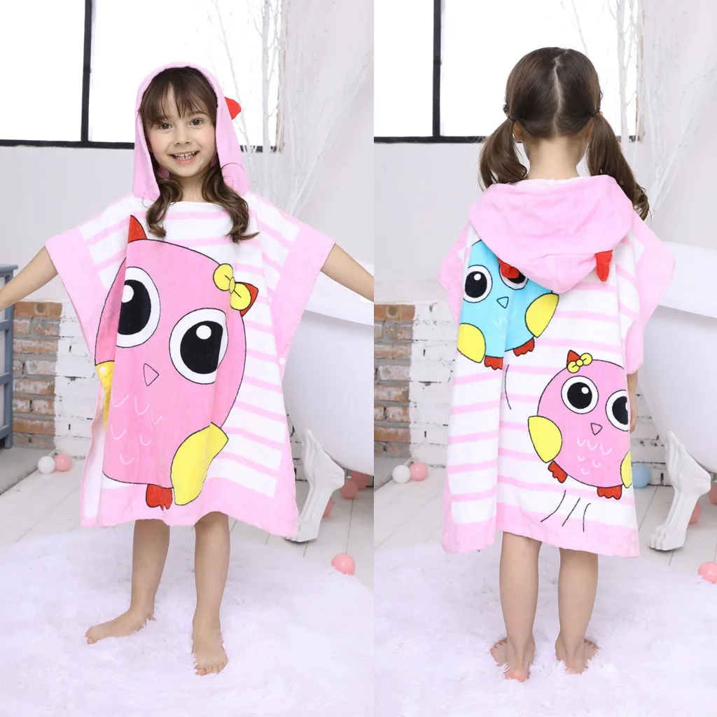 Infant baby poncho towel hooded beach towels for kid Bathrobe Pajamas Cartoon Animals baby hooded bath towel Child baby bath set